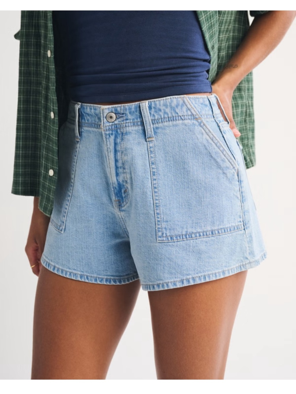 Abercrombie & Fitch Linen Blend High Waist Jean Shorts